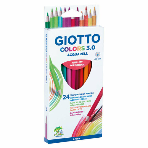 Набор карандашей цветных акварельных Giotto Colors, шестигранные, 3 мм, 24 цвета Картонная коробка набор карандашей цветных giotto colors деревянные шестигранные 3 мм 6 цветов картонная коробка 6 цветов