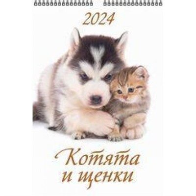 Атберг календарь перекид на спирали 2024 0524015 320*480мм +ригель 6л Котята и щенки