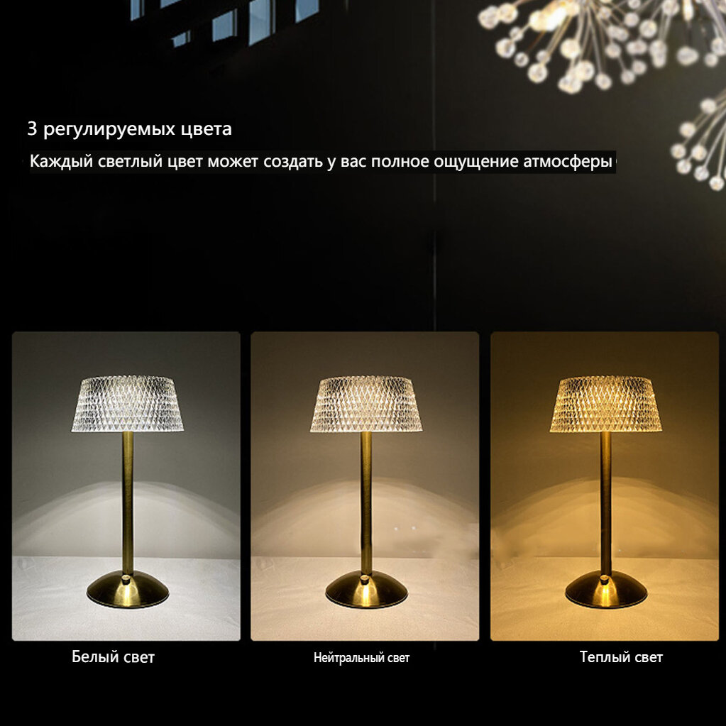 фото Акриловая настольная лампа с плавным затемнением LED Night Light с USB-кабелем для прикроватной тумбочки в детской спальне