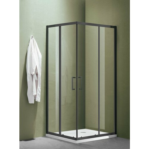 Душевое ограждение SANTREK AQUA Lea-CR-900-C-Matt Black 9009001850 Г-обр стекло Прозр 5мм профиль Чёрный 35834₽