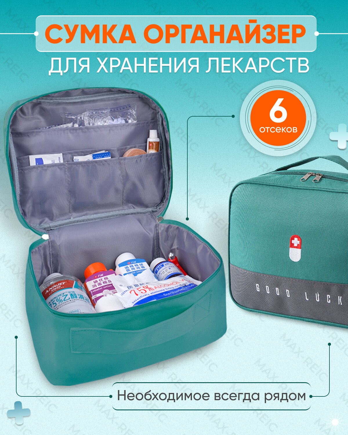 фото Домашняя аптечка на молнии R-MAX для хранения и транспортировки лекарств, таблеток, медицинских документов