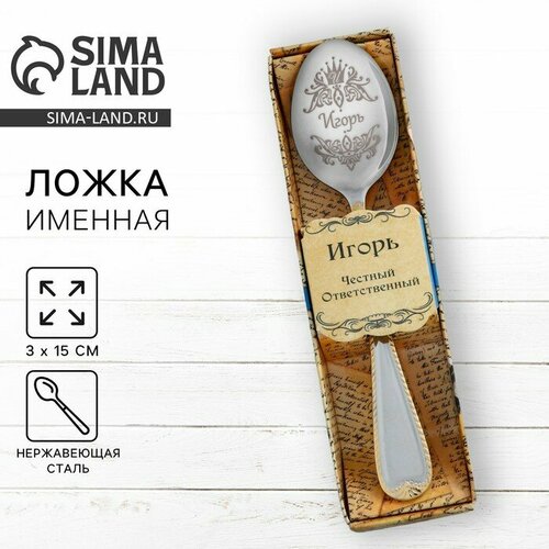 Ложка чайная с гравировкой Игорь в подарочной коробке 3 х 15 см 551₽