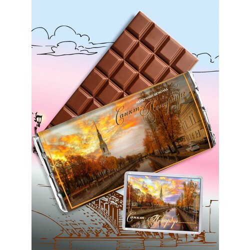 Шоколад Санкт-Петербург. Сладкий сувенир из Питера родным и близким из северной столицы. Магнит в подарок