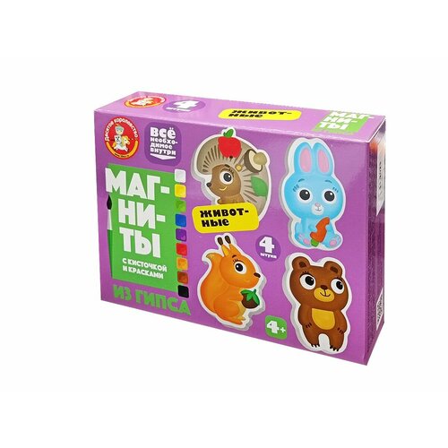 Набор для творчества Десятое королевство Магниты из гипса под роспись Животные 358₽
