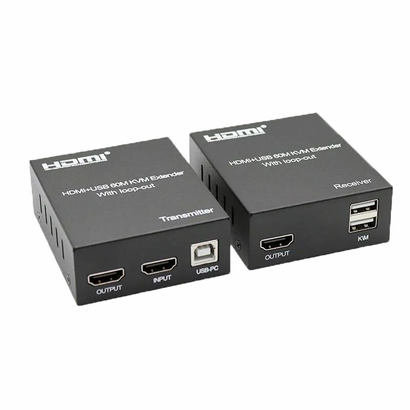 фото HDMI KVM-удлинитель (extender) до 60 м по витой паре, HDMI+USB, 4K | ORIENT VE049