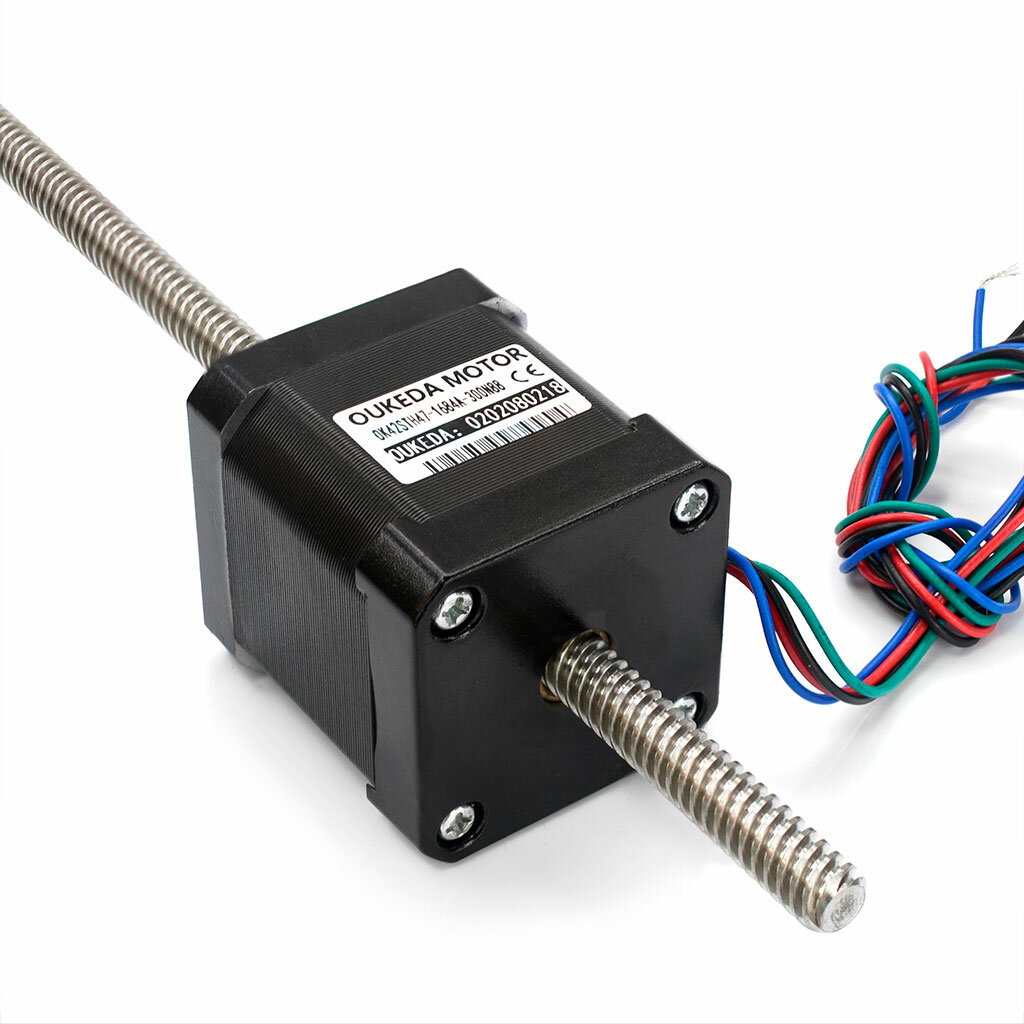 Двигатель шаговый NEMA 17 OK42STH47-1684A 1.8° 1.68A с актуатором 300мм