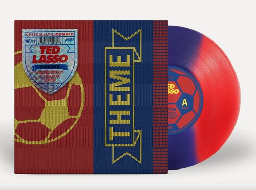 Изображение товара Ted Lasso Theme 7' (2500шт в мире, Blue and Red Tri-Stripe "AFC Richmond Edition" OST Soundtrack) Цвет: Трехполосный Красно-Синий Шарф, Виниловая Пластинка, Саундтрек Тед Лассо