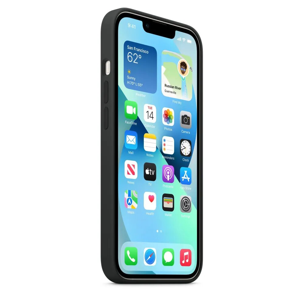 Чехол силиконовый MagSafe для iPhone 13 Mini Midnight с анимацией NFC, Silicone case MagSafe для айфон 13 мини - Чёрный — фото 1
