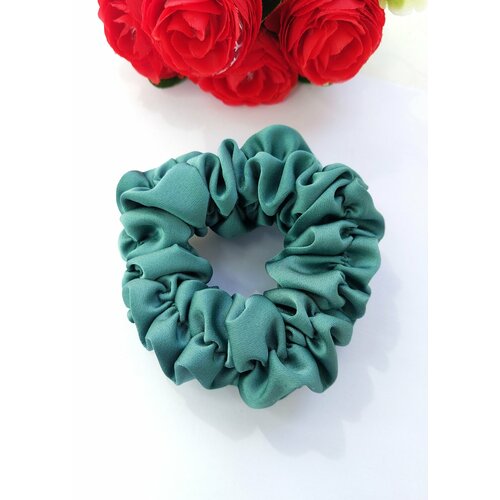 Резинка для волос шелковая / бирюза темная / женская для хвоста