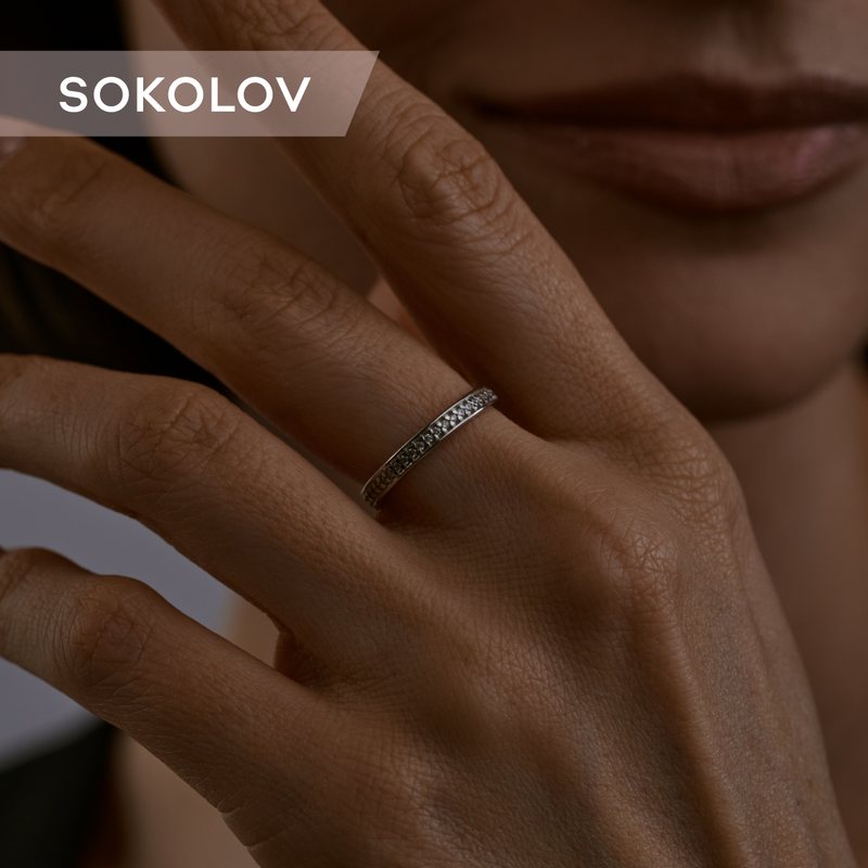 Кольцо SOKOLOV, серебро, 925 проба, фианит, размер 19, бесцветный