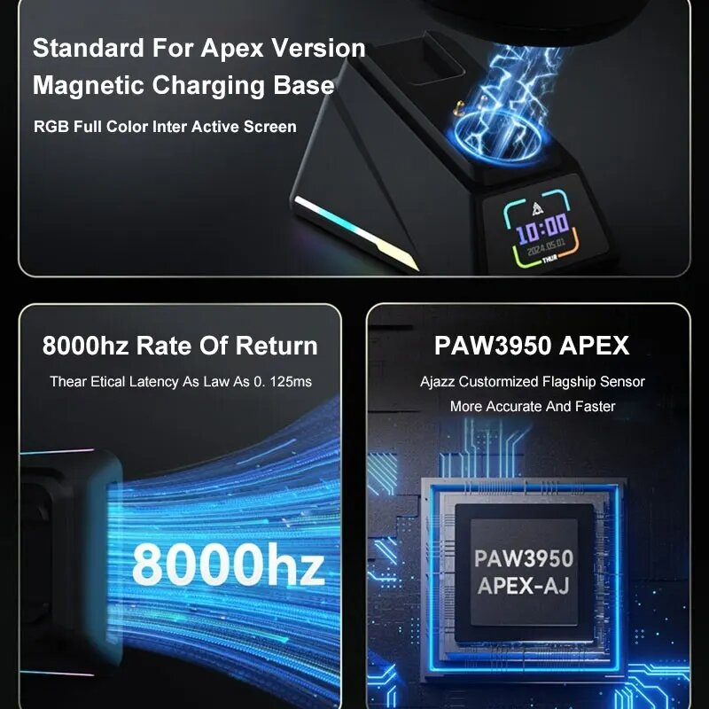 Ajazz Apex Paw3950 беспроводная игровая мышь, AJ179APEX-White — фото 1