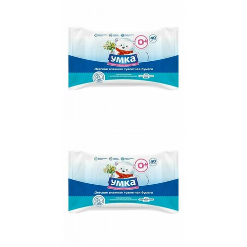 Умка Туалетная бумага влажная С экстрактами алоэ вера и ромашки 40 шт 2 упаковки 600₽
