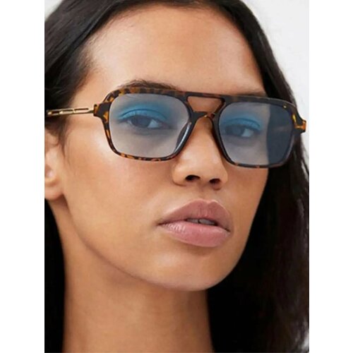 Солнцезащитные очки , голубой, коричневый