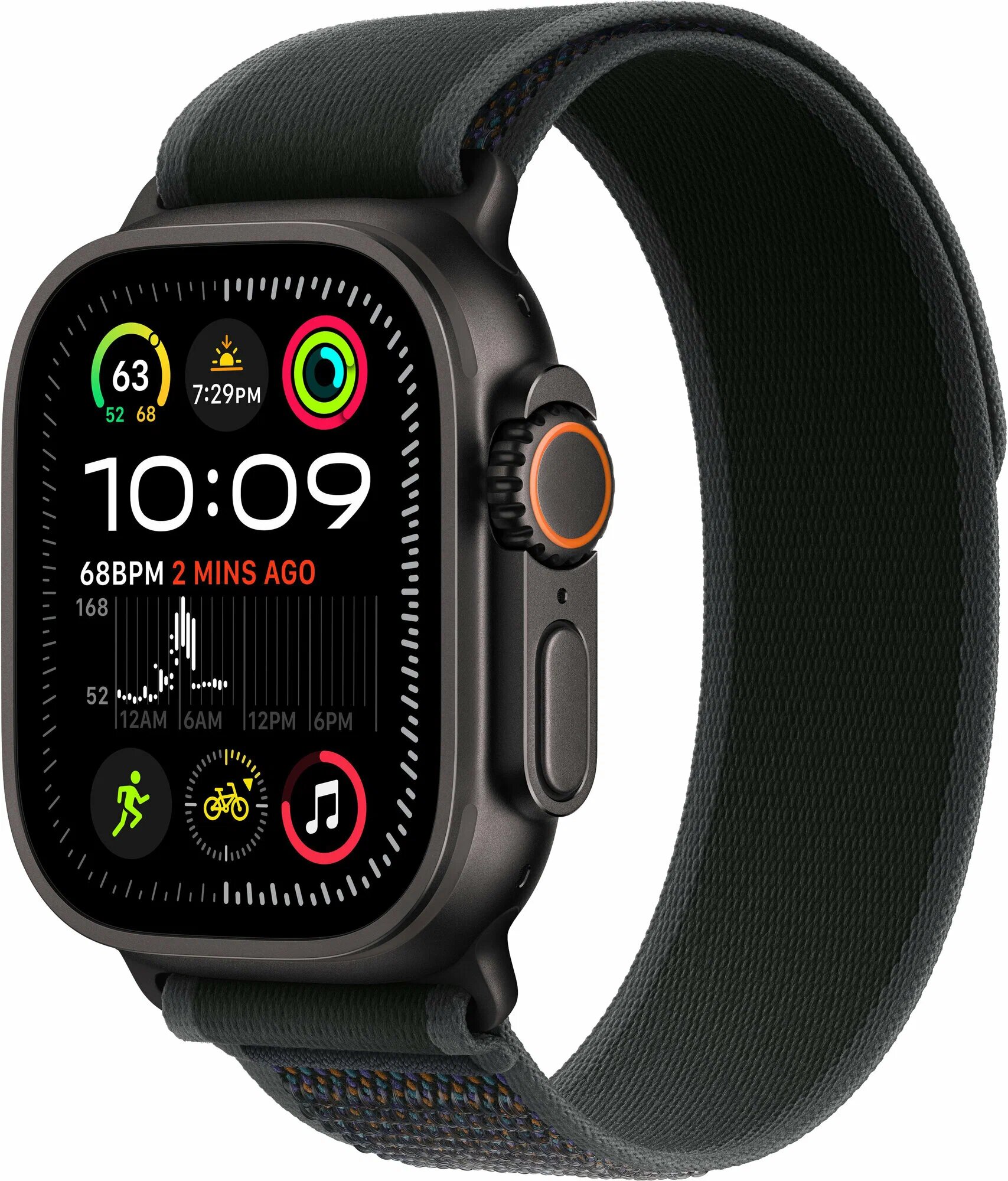 Смарт-часы Apple Watch Ultra 2 2024 GPS + Cellular Black Titanium/Чёрный ремешок Black Trail Loop - S/M
