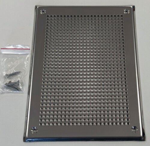 Изображение товара Решетка плоская с подгибом из нержавейки 200х150мм.(перфорация Квадрат 3-5)