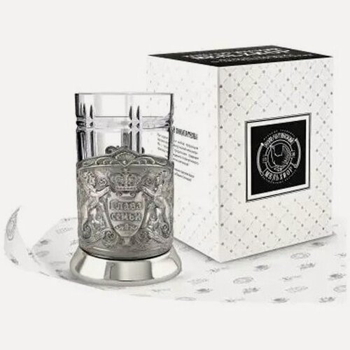 Изображение товара Стакан с подставкой Кольчугинский Мельхиор "Глава семьи (Триумфальная)" никель с чернением, 250мл (НБС7408/180)
