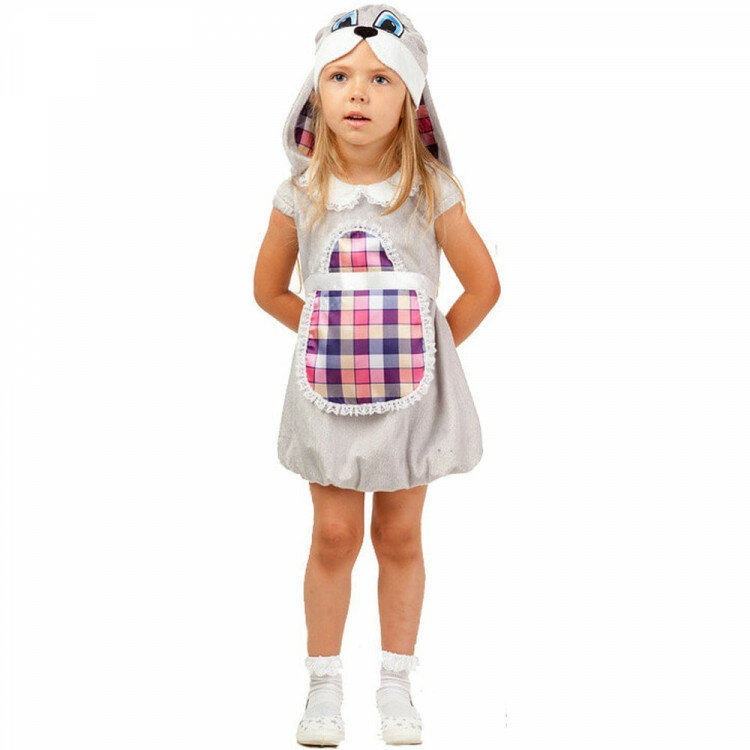 Костюм для девочки Крольчиха (платье шапка) р.26/104 плюш арт.901 к-17-26