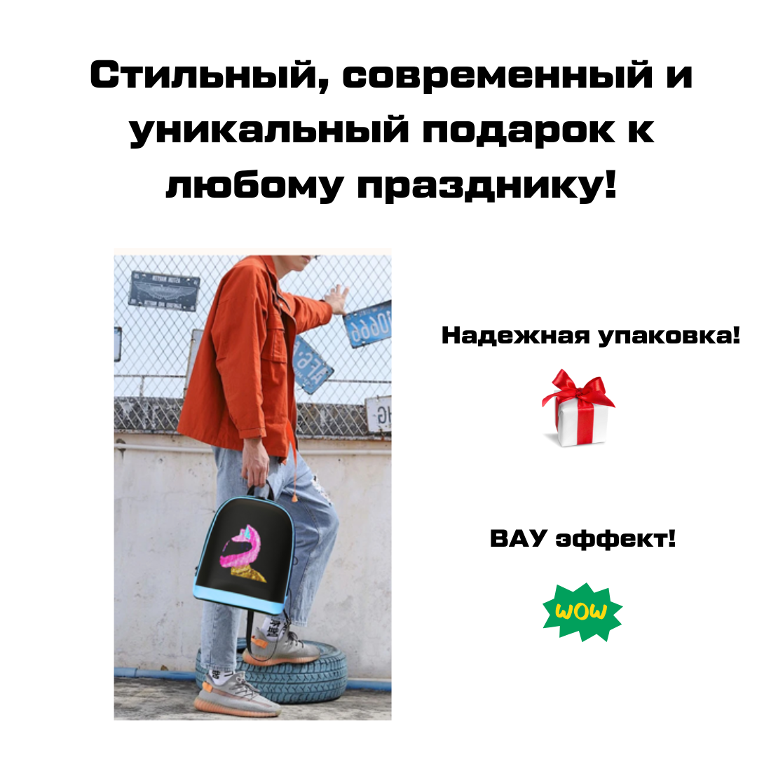 Рюкзак пиксельный Happy Bear молодежный с LED экраном, сиреневый, 30*26*11 см — фото 1