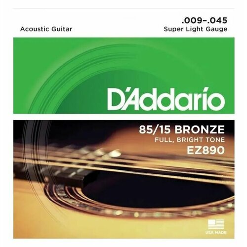 фото Струны для акустической гитары d`addario ez890 (бронзовые, 85/15) jordani