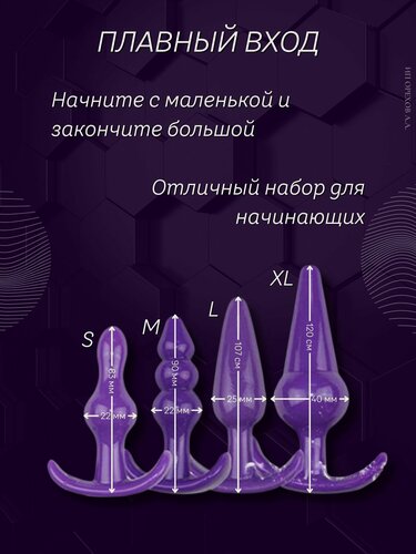 Изображение товара Набор анальных пробок 6 шт, фиолетовый