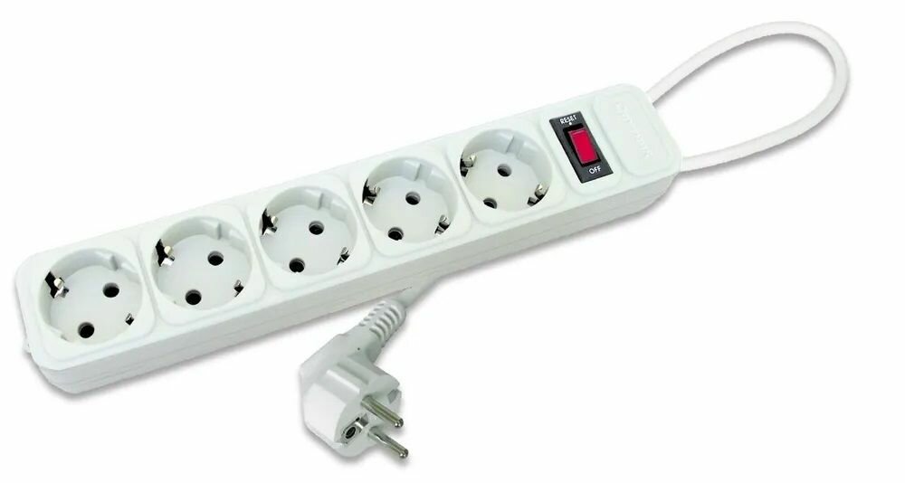 Сетевой фильтр-удлинитель 3 м, белый, Спутник SP-518 — фото 1