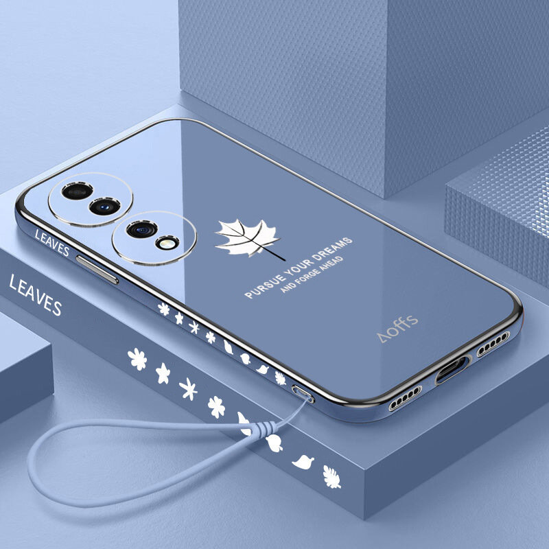 Ультра-тонкий силиконовый чехол-бампер MyPads «Foglia d'acero» для Honor 90 «тематика Кленовый лист» голубой с серебристой окантовкой MyPads