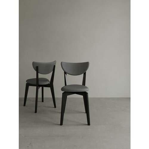 фото Стул для кухни rogoletto comfort, мягкий со спинкой, массив дуба, светло-серый + чёрный, 1 шт place it home