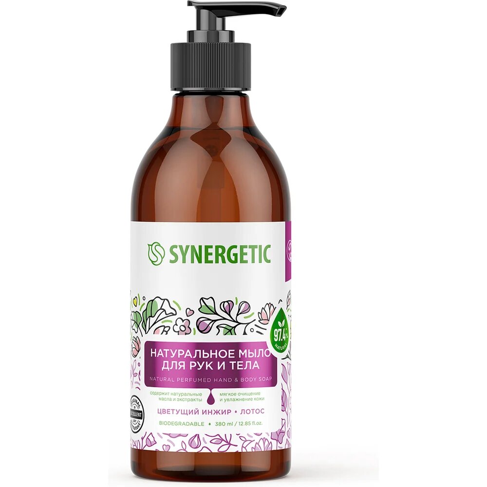 Жидкое мыло SYNERGETIC Цветущий инжир и лотос 380 мл 105002
