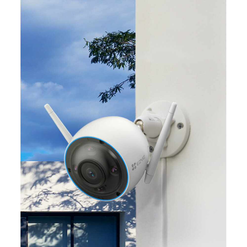 Уличная Wi-Fi Камера EZVIZ H3 Color Night Pro 2880 x 1620p (2.8mm), microSD, H.265 с цветной ночной съемкой, 5МП (3K), ИК подсветка до 30м, белая