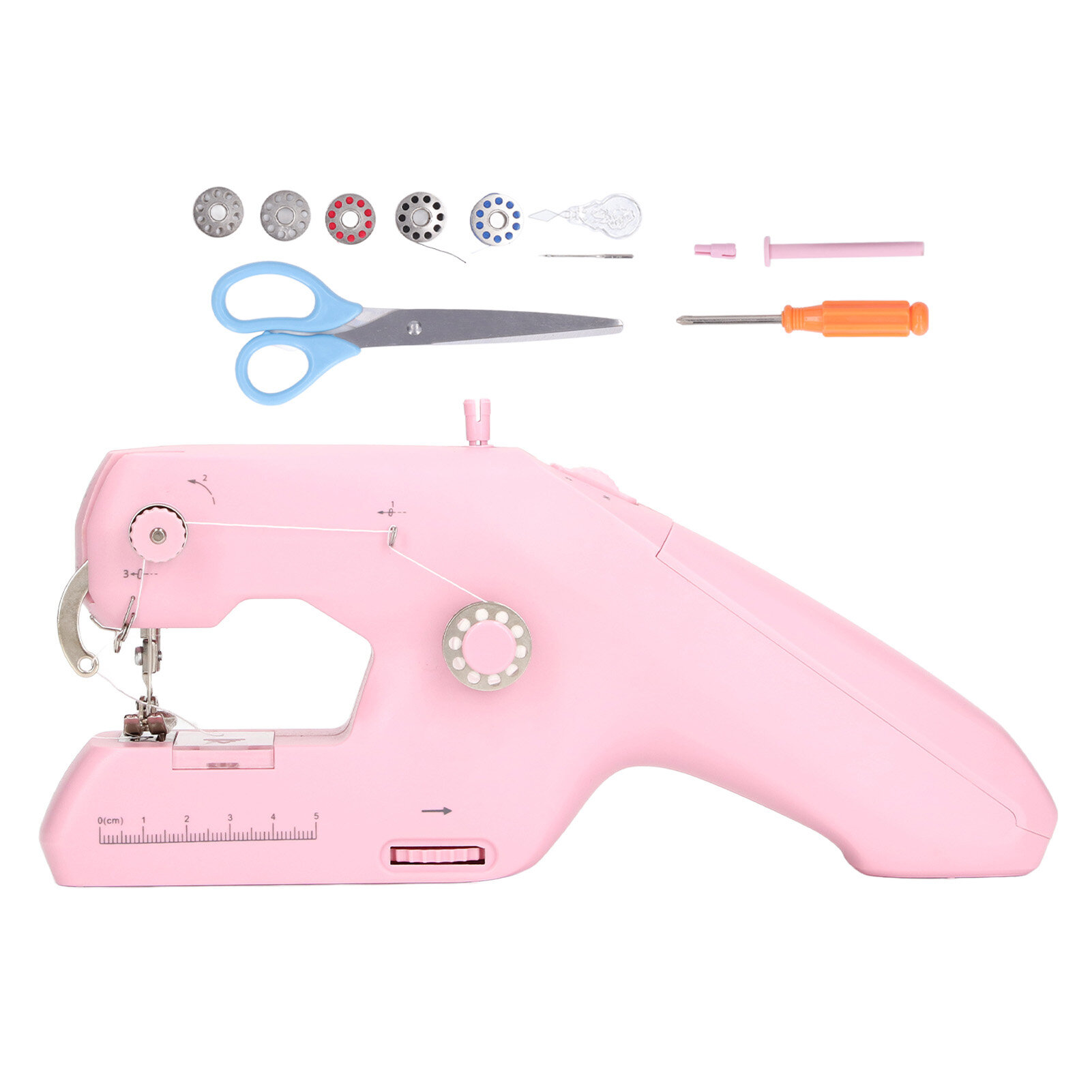 Handheld Sewing Machine Pink Household Small Portable Electric Double Thread Tool for DIY