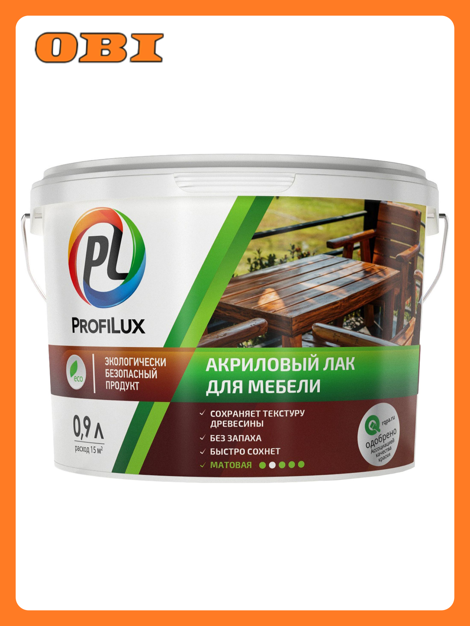 Лак мебельный Profilux акриловый матовый тик без запаха 09л