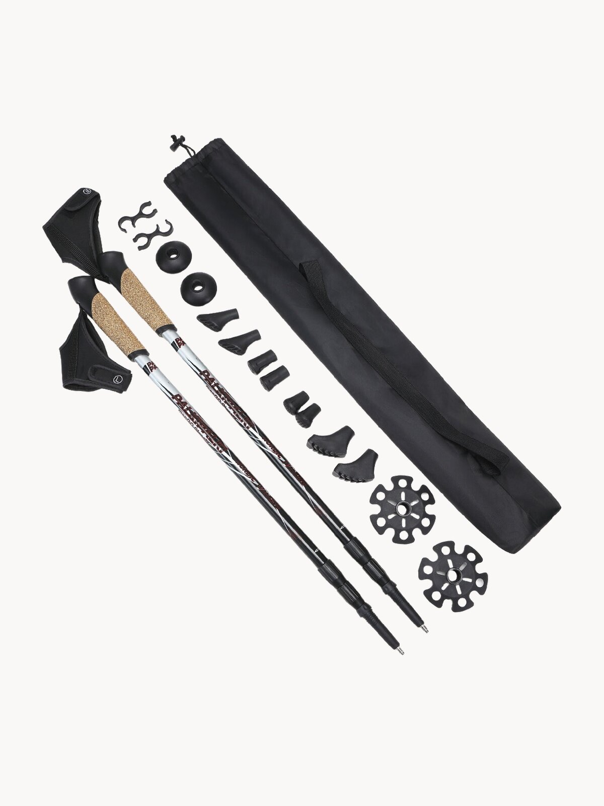 Палки для скандинавской ходьбы PALKIPALKI manGO Classic набор с аксессуарами и чехлом, черные