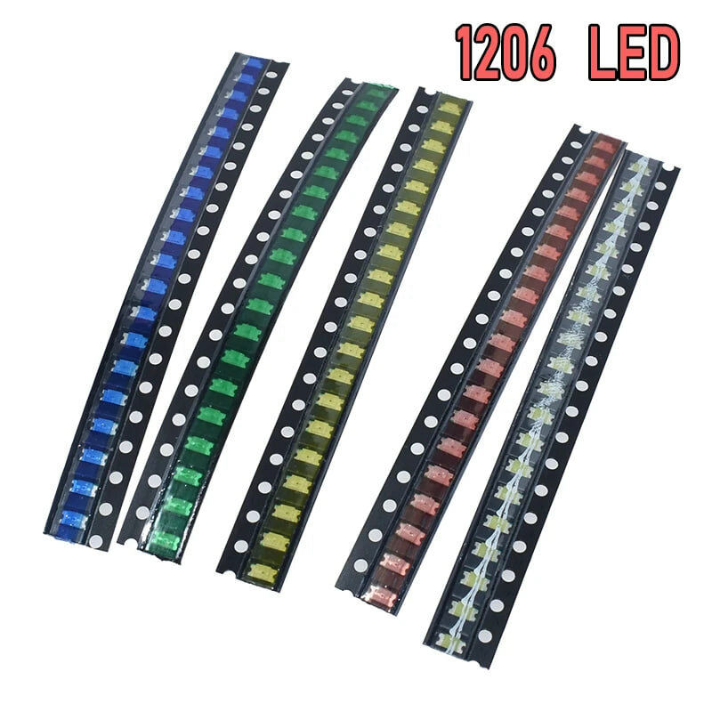 Набор SMD светодиодов 1206 — 5 цветов, 100 шт (5 × 20 шт)