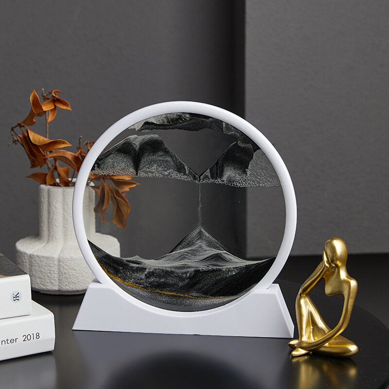 12-дюймовая 3D песочная арт-скульптура из стекла с белой рамкой и черным цветом для акцента в гостиной или буфета