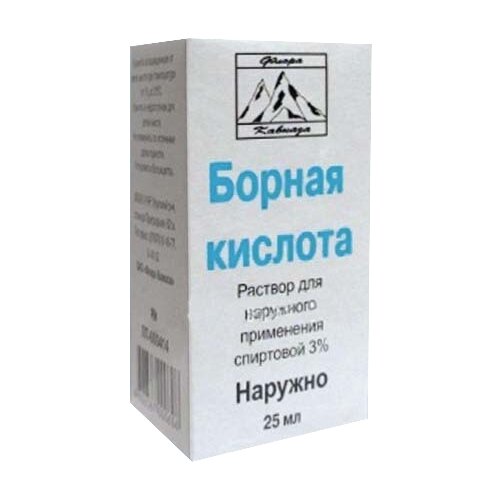 Борная кислота р-р д/нар. прим. спирт. фл., 3%, 25 мл