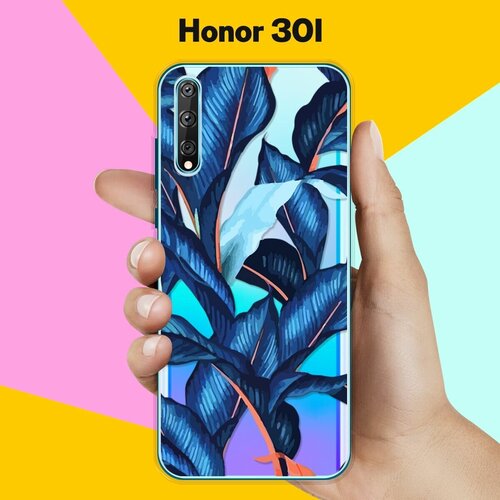Силиконовый чехол Синие листья на Honor 30i силиконовый чехол на honor 60 хонор 60 синие бабочки прозрачный