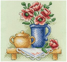 Набор для вышивания Panna "Цветы в кувшине", арт. Н-0513, 13,5х13,5 см
