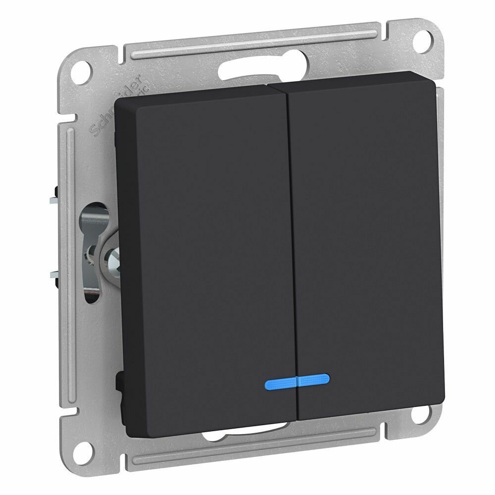 AtlasDesign ATN001013 Выключатель одноклавишный (10 А, под рамку, подсветка, скрытая установка, карбон) Schneider Electric - фото №2