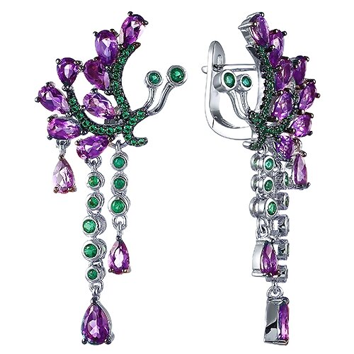 Серьги ELEMENT47 из серебра 925 пробы с аметистами и кубическими цирконами