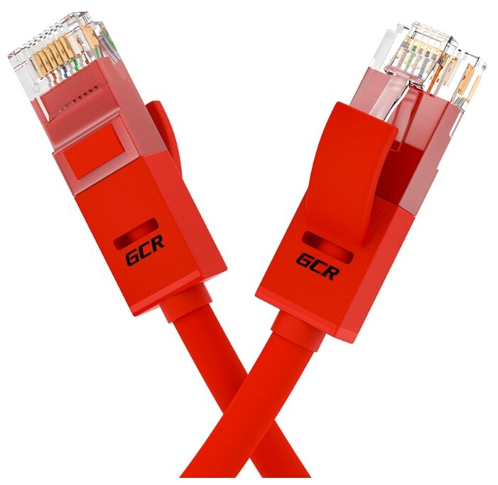 Сетевой кабель GCR UTP 24AWG cat.5e RJ45 T568B 0.1m Red GCR-LNC04-0.1m