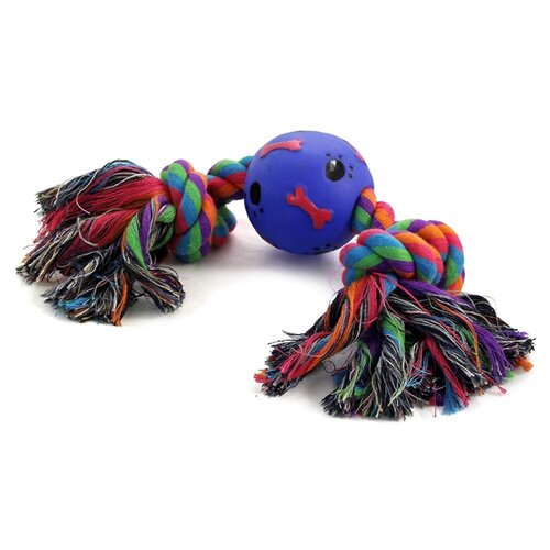 фото Триол игрушка для собак "веревка, 2 узла и мяч", d65/300мм triol