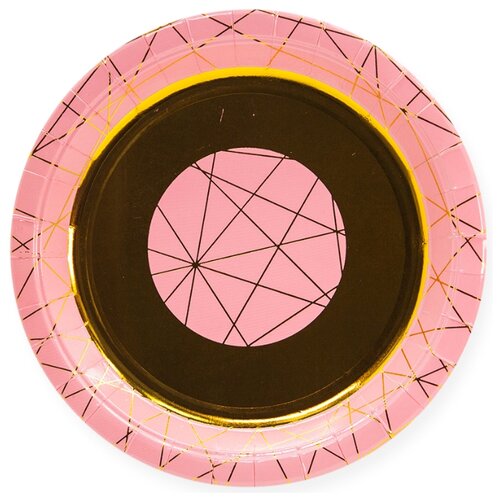 фото Ukid gift набор одноразовых тарелок "геометрия линий", 9''/23 см - 6 шт, золото/ассорти дон баллон