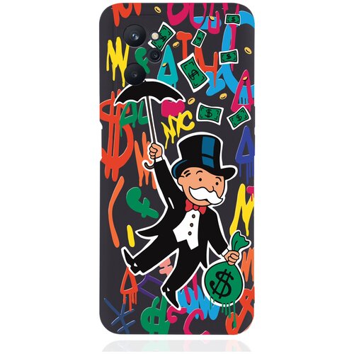 черный силиконовый чехол для samsung galaxy a04 rich uncle pennybags богатенький дядюшка толстосум Черный силиконовый чехол для Realme 9i Rich uncle PennyBags/ Богатенький дядюшка толстосум