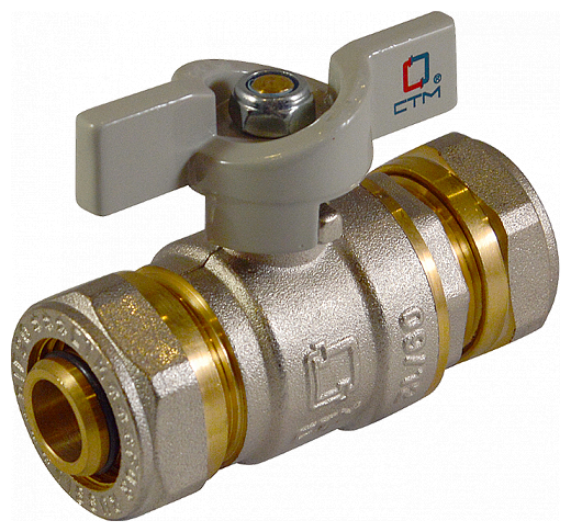 фото Кран шаровый для воды 16х20 ц/ц бабочка CTM стандарт CWPB1620