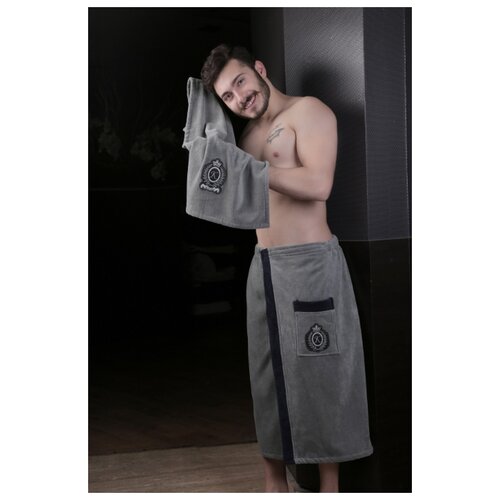 фото Набор для сауны мужской "karna. koral", с велюром, темно-серый