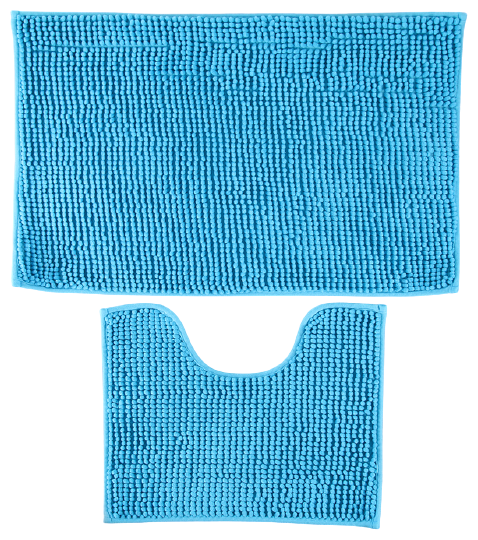 Доляна Набор ковриков для ванной и туалета 2 шт 40х50, 50х80 см "Букли" цвет синий