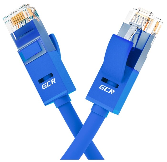 Кабель LAN для подключения интернета GCR cat5e RJ45 UTP 0.2м патч-корд patch cord шнур провод для роутер smart TV ПК синий литой