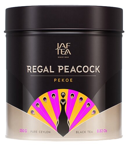 Чай чёрный Jaf Tea Regal Peacock листовой, сорт Pekoe, 250 г. ж/б - фотография № 1