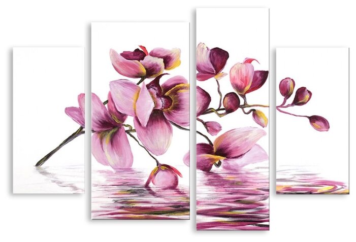 Модульная картина на холсте "Орхидеи красками" 90x63 см