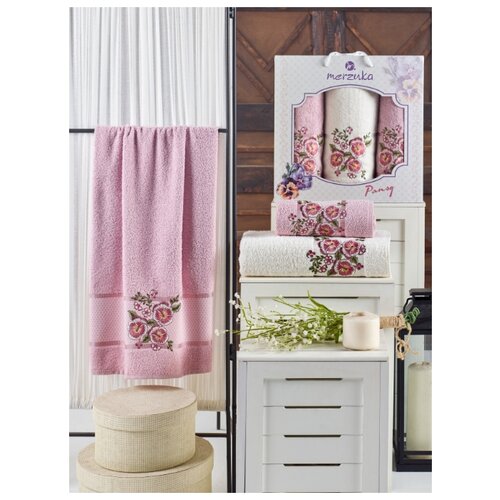 фото Oran merzuka полотенце jewell цвет: светло-розовый br19224 (50х90 см - 2 шт,70х140 см)